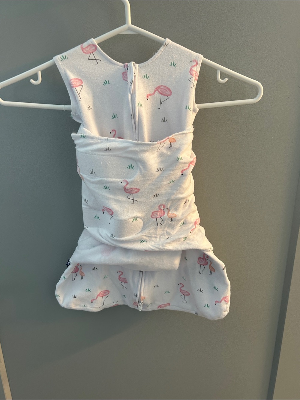 Halo 100% Cotton White and Pink Flamingo Sleep Sack for Kids - TOG 1.5
